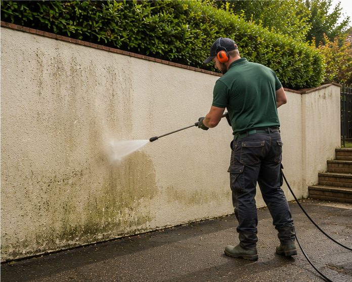 Completed power washing work